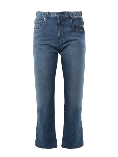 Shop Stella Mccartney Flared Jeans In Cotton In Medium Blue