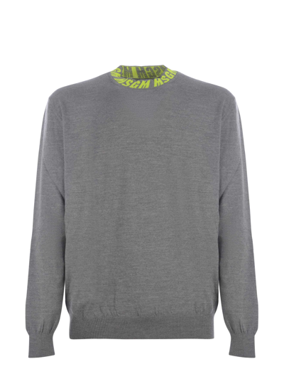 Shop Msgm Sweater  In Virgin Wool In Grigio