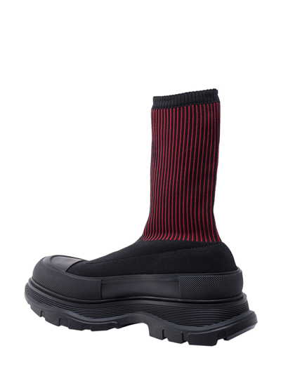 Alexander Mcqueen Tread Slick Sock Boot "black Red" In Black
