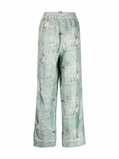 Shop Thom Browne Floral-print Pyjama Trousers In Green