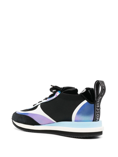 Shop Moschino Panelled Low-top Sneakers In Black