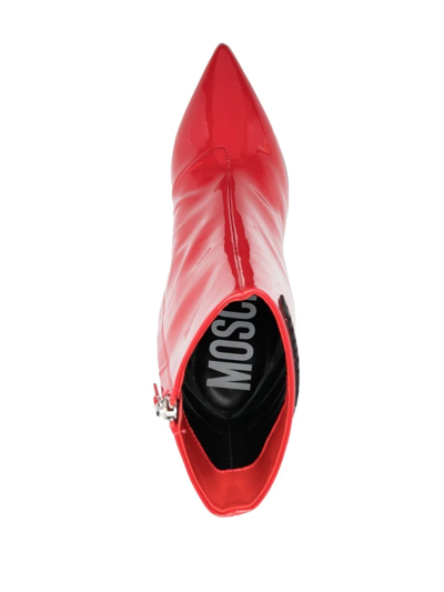 Shop Moschino Pointed Toe 110mm Boots In Red