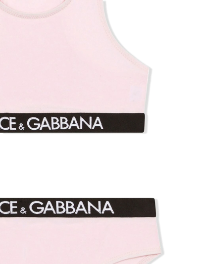 Dolce & Gabbana Logo-trim Underwear Set In Pink