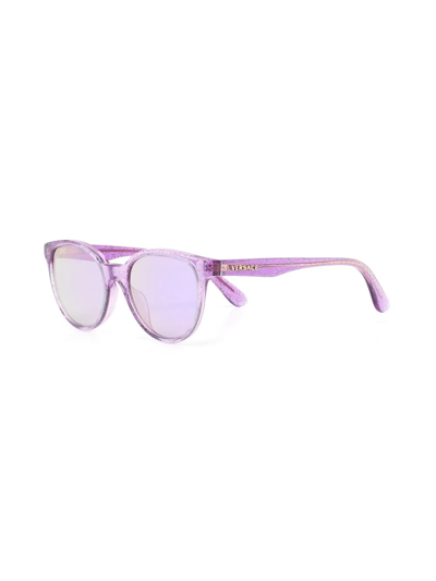 Shop Versace Glitter-detail Round-frame Sunglasses In Purple