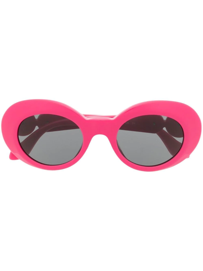 Shop Versace Oval-frame Sunglasses In Pink