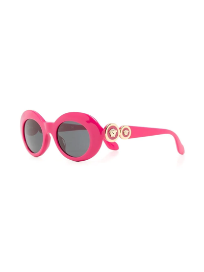 Shop Versace Oval-frame Sunglasses In Pink