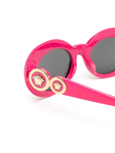 Shop Versace Oval-frame Sunglasses In Pink