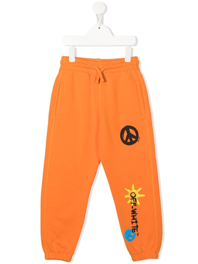 Shop Off-white Motif-print Cotton Sweatpants In Orange