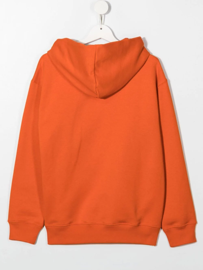 Shop Aspesi Teen Embossed-logo Cotton Hoodie In Orange