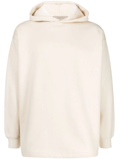 Essentials Debossed-logo Cotton Hoodie In Neutrals