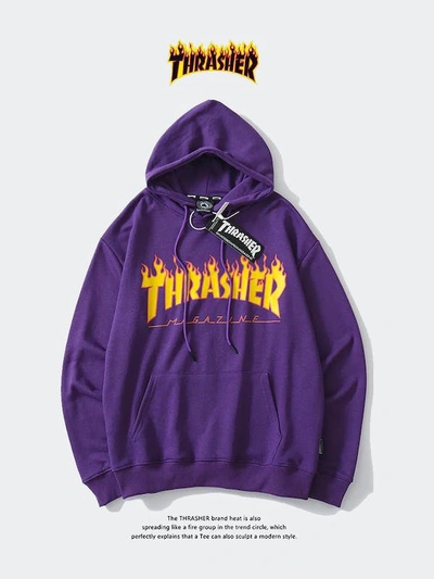 Thrasher purple flame clearance hoodie