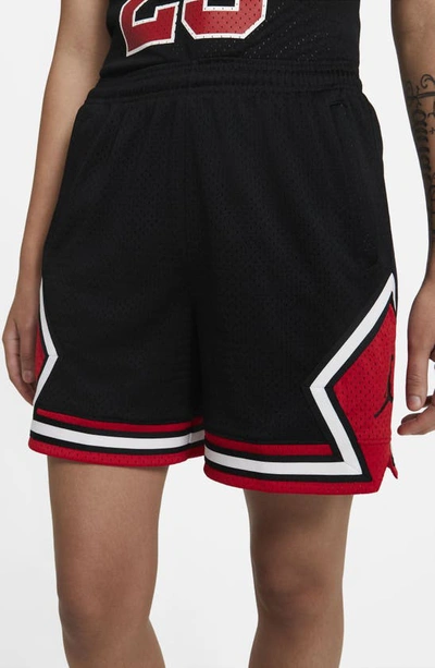 Shop Jordan Nike  Essential Diamond Shorts In Black/ Red