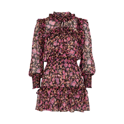 Misa Karla Floral-print Chiffon Mini Dress In Pink | ModeSens