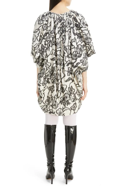 Shop Dries Van Noten Dalfo Floral Print Asymmetric Dress In White/ Black