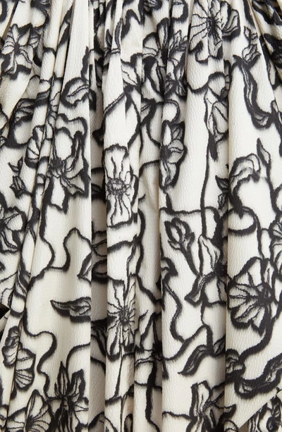 Shop Dries Van Noten Dalfo Floral Print Asymmetric Dress In White/ Black