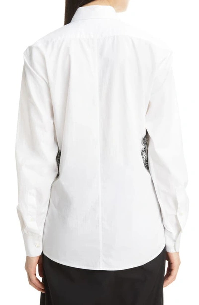 Shop Dries Van Noten Lace Print Cotton Poplin Button-up Shirt In White 1