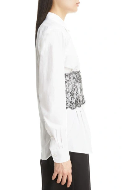 Shop Dries Van Noten Lace Print Cotton Poplin Button-up Shirt In White 1