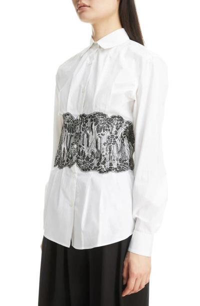 Shop Dries Van Noten Lace Print Cotton Poplin Button-up Shirt In White 1