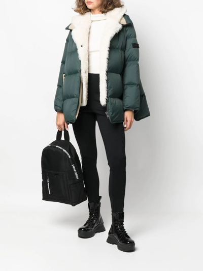 Shop Yves Salomon Shearling Bib Down Coat In Green