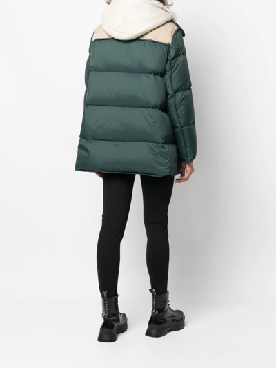 Shop Yves Salomon Shearling Bib Down Coat In Green