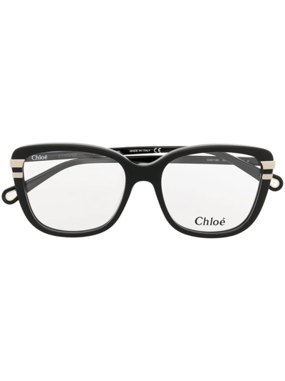 Shop Chloé Rectangle-frame Glasses In Black