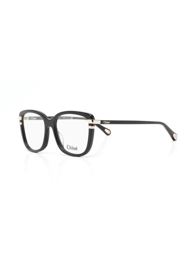 Shop Chloé Rectangle-frame Glasses In Black