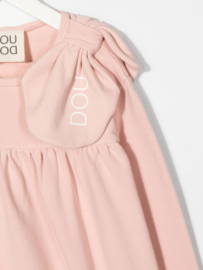 Shop Douuod Bow-detail Smock Dress In Pink