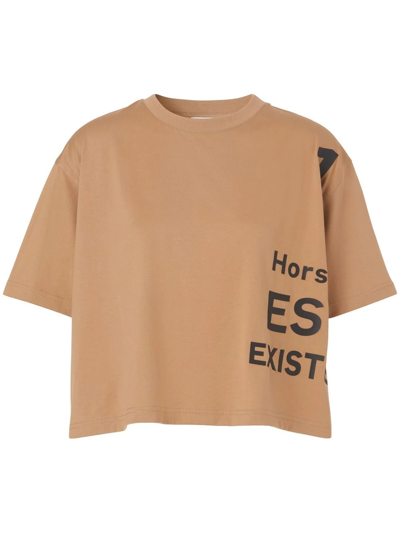 Shop Burberry Horseferry Print Cropped T-shirt In Neutrals