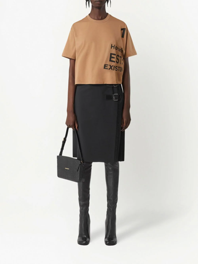 Shop Burberry Horseferry Print Cropped T-shirt In Neutrals