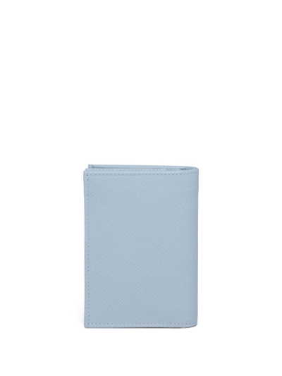 Shop Prada Logo-plaque Small Wallet In Blue