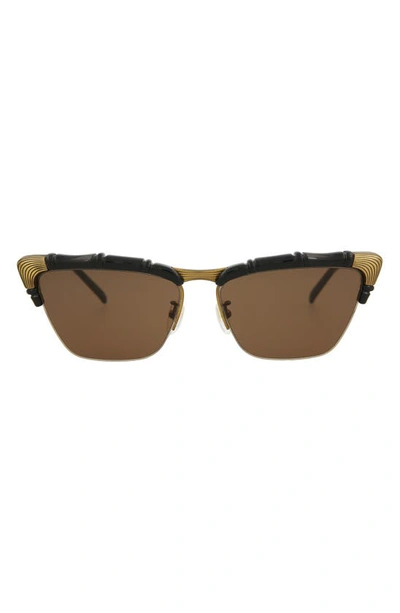 Shop Gucci 58mm Modified Cat Eye Sunglasses In Black Black Brown