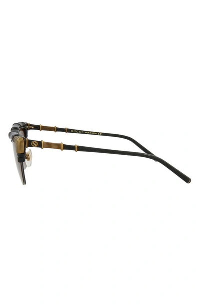 Gucci Bamboo Effect Cat Eye Sunglasses In Black Black Brown