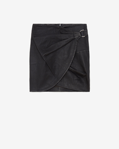 Shop Iro Soroya Leather Mini-skirt In Black