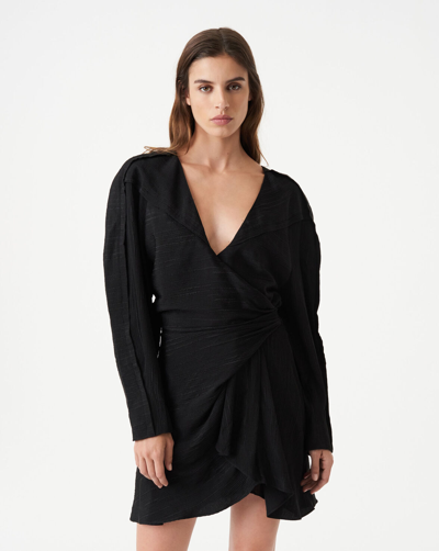 Shop Iro Anokia Ruffled V-neck Dress In Black