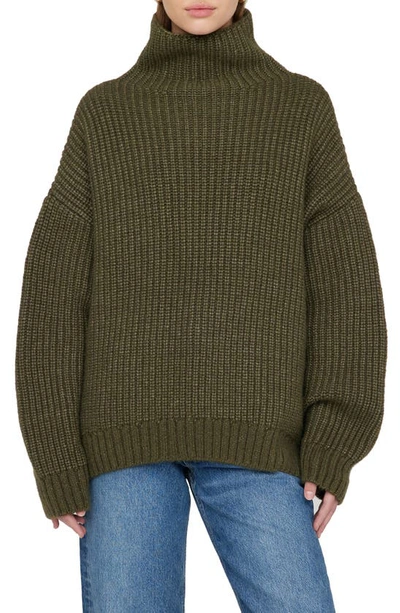 Shop Anine Bing Sydney Oversize Funnel Neck Sweater In Green