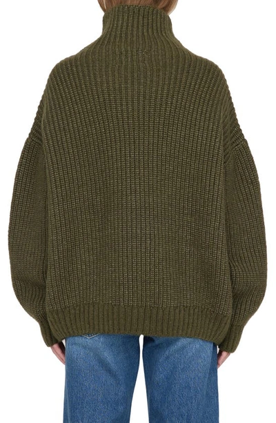 Shop Anine Bing Sydney Oversize Funnel Neck Sweater In Green