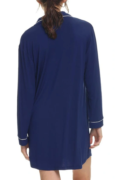 Shop Papinelle Kate Long Sleeve Nightgown In Navy