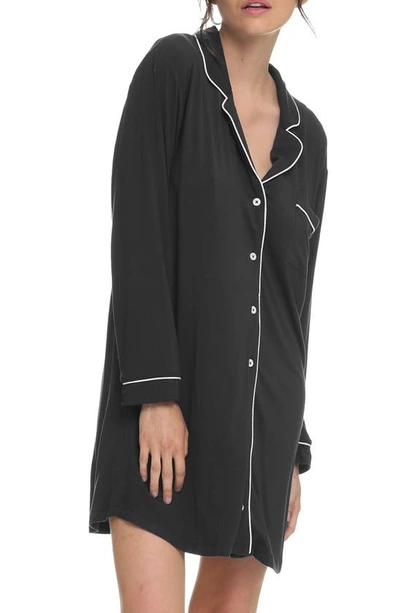 Shop Papinelle Kate Long Sleeve Nightgown In Black