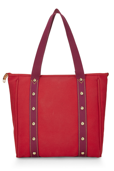 Pre-owned Louis Vuitton Red & Pink Canvas Antigua Cabas Pm