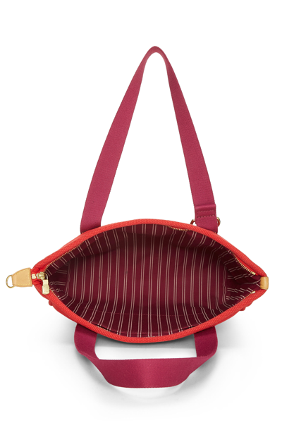 Pre-owned Louis Vuitton Red & Pink Canvas Antigua Cabas Pm