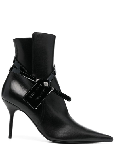 Shop Off-white Nappa Black Ankle Boots In Nero