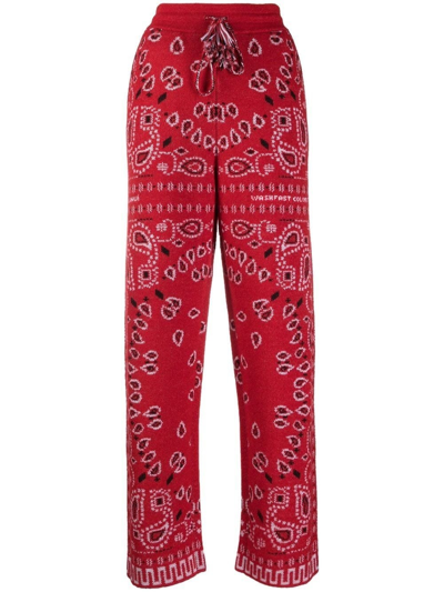 Shop Alanui Red Bandana Wool-alpaca Blend Track Pants
