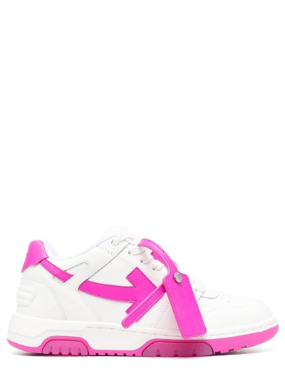 Off-white Out Of Office Panelled Fucsia Lace-up Sneakers In White ...