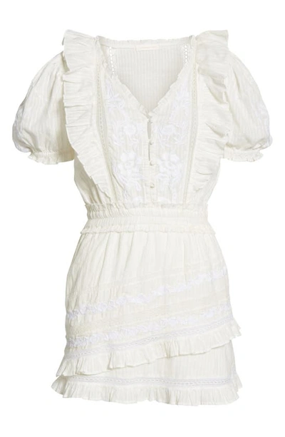 Shop Loveshackfancy Sutton Asymmetrical Tiered Ruffle Cotton Dress In Cream Puff
