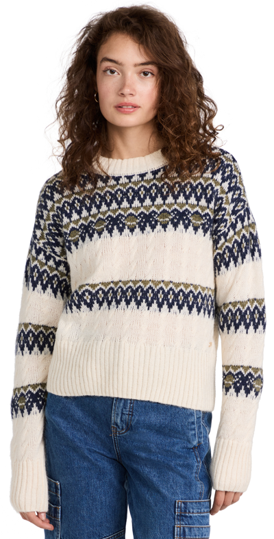Shop Scotch & Soda Fair Isle Knitted Cable Pullover In Ivory