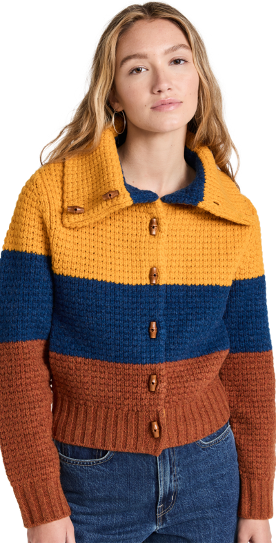 Shop Re/done 70s Sweater Jacket Mustard Multi