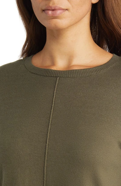 Shop Anne Klein Cotton Blend Sweater & Pants Set In Kelp