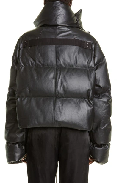 Shop Rick Owens Funnel Neck Quilted Leather Puff Jacket In Black