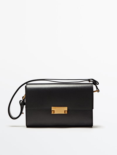 Shop Massimo Dutti Nappa Leather Bag With Multi-way Strap In Black