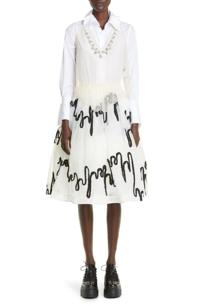 Shop Simone Rocha Embroidered Midi Tutu Skirt In Black/ Ivory